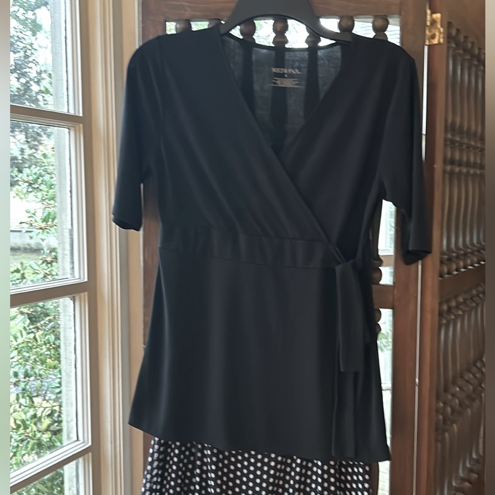 Empire Blouse V Neck Wrap Style Side Tie Size Small Y2K